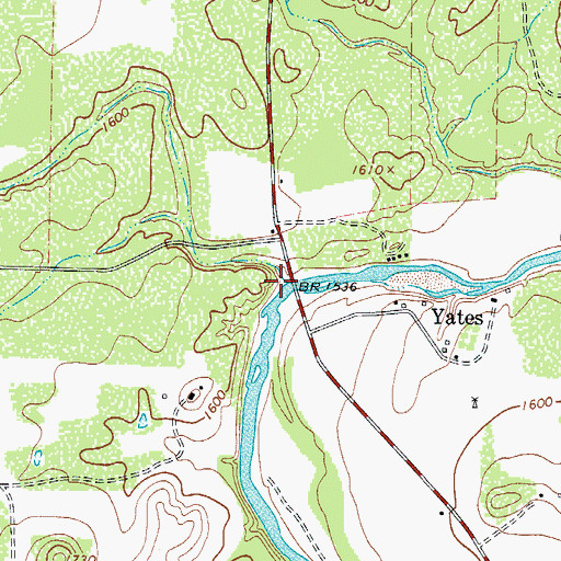 Topographic Map of Red Creek, TX