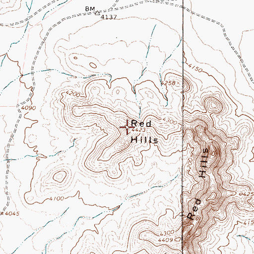 Topographic Map of Red Hills, TX