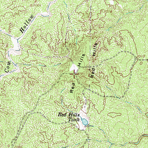 Topographic Map of Red Hills, TX