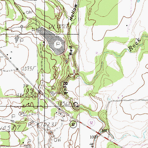 Topographic Map of Red Hollow, TX