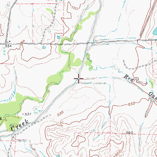 Topographic Map of Red Oak Creek, TX