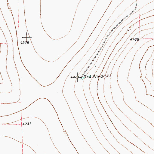 Topographic Map of Red Windmill, TX