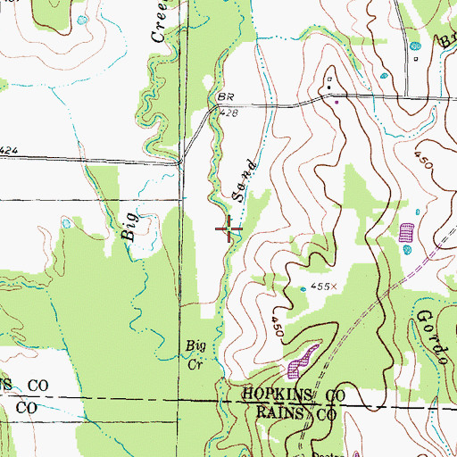 Topographic Map of Reddig Creek, TX