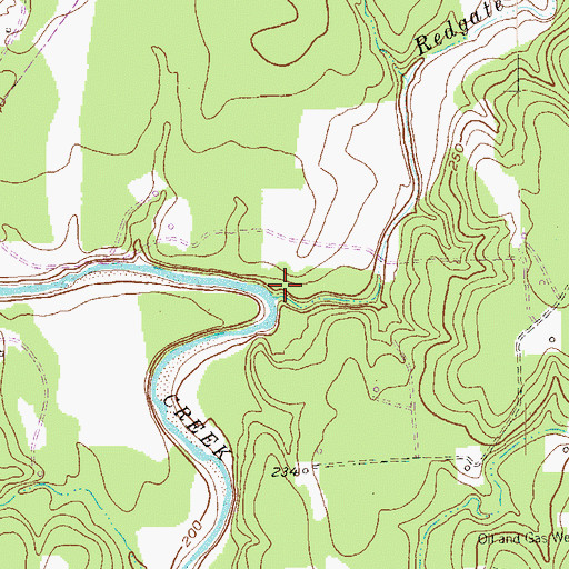 Topographic Map of Redgate Creek, TX