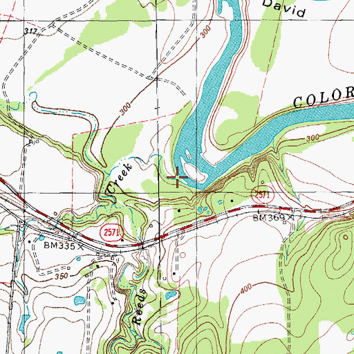 Topographic Map of Reeds Creek, TX