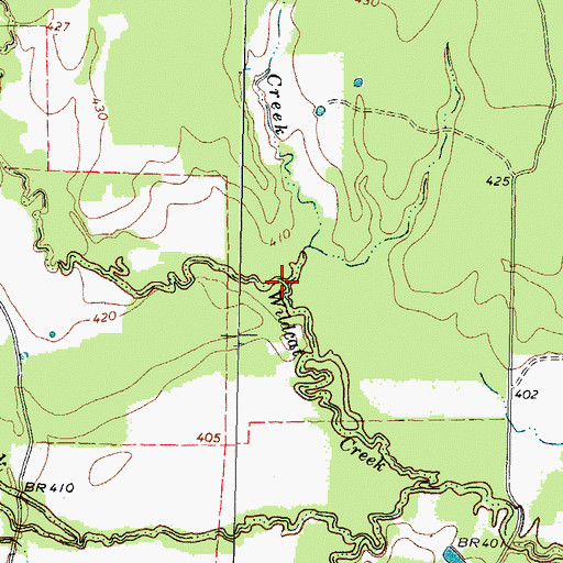 Topographic Map of Reno Creek, TX