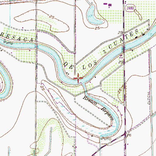 Topographic Map of Resaca de los Cuates, TX