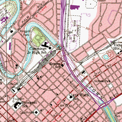 Topographic Map of Resaca School, TX