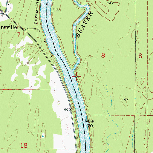 Topographic Map of Beaver Creek Landing (historical), AL