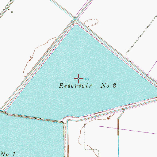 Topographic Map of Reservoir Number Two, TX