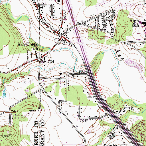 Topographic Map of Reynolds Branch, TX