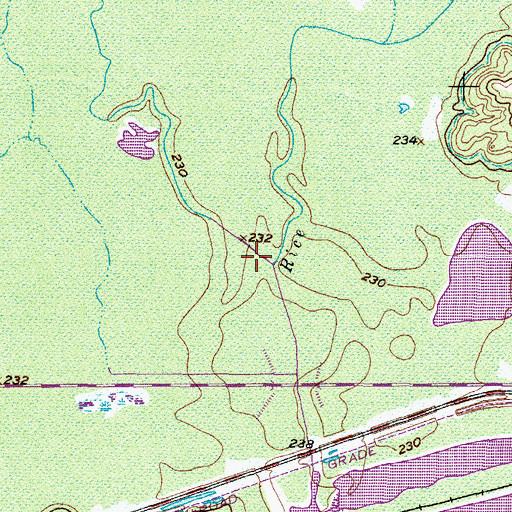 Topographic Map of Rice Creek, TX