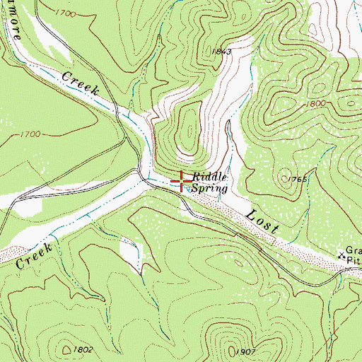 Topographic Map of Riddle Spring, TX