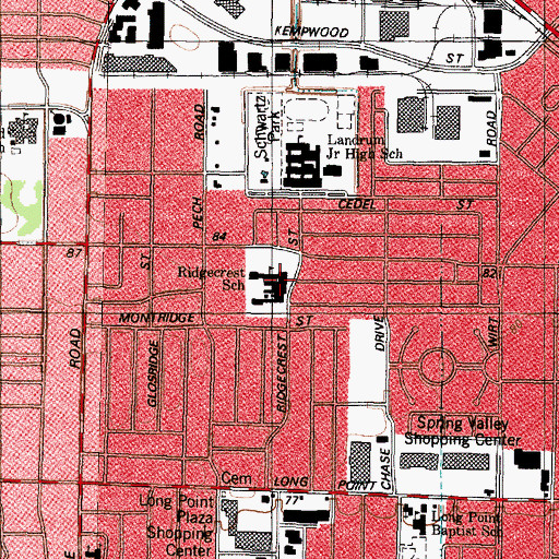Topographic Map of Ridgecrest School, TX