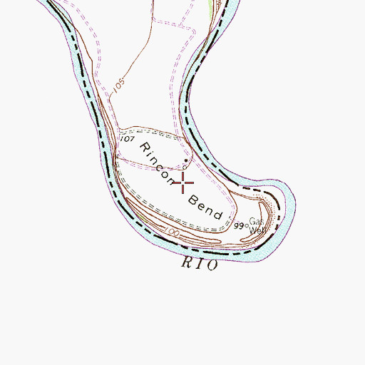 Topographic Map of Rincon Bend, TX