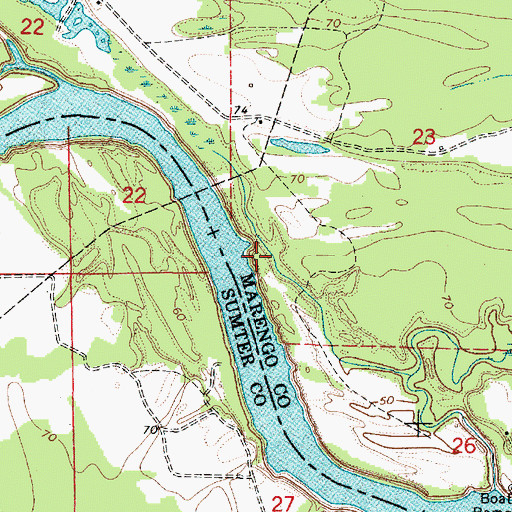 Topographic Map of Besteda Landing (historical), AL