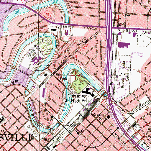 Topographic Map of Ringgold Park, TX