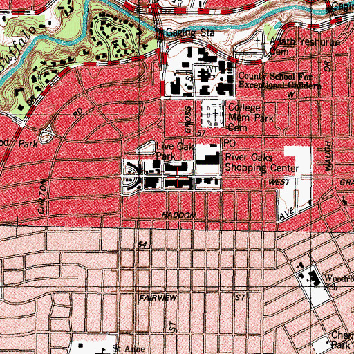 Topographic Map of River Oaks Shopping Center, TX