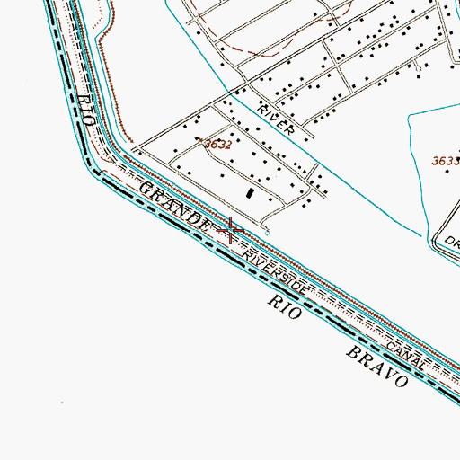 Topographic Map of Riverside Canal, TX
