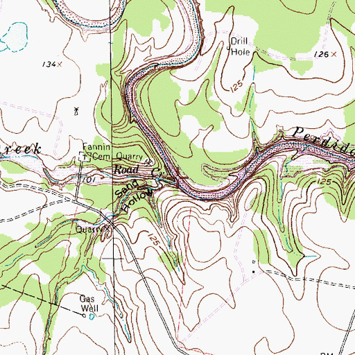 Topographic Map of Road Creek, TX