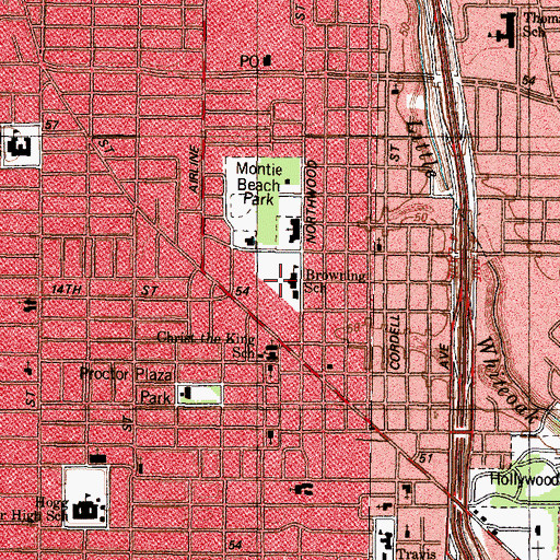 Topographic Map of Robert Browning School, TX