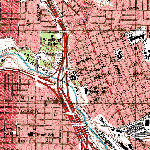 Topographic Map of Robert E Lee School, TX