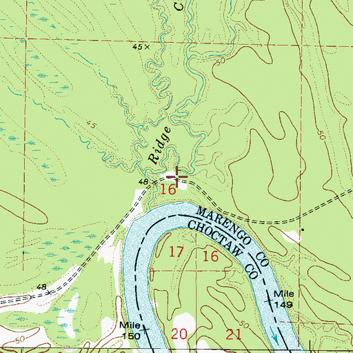 Topographic Map of Blue Rock (historical), AL