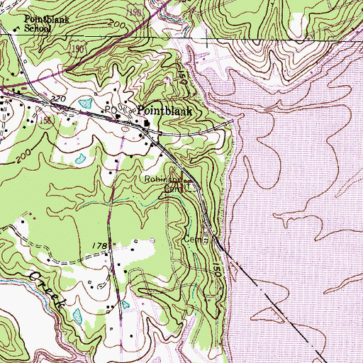 Topographic Map of Robinson Cemetery, TX