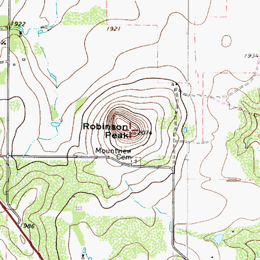 Topographic Map of Robinson Peak, TX