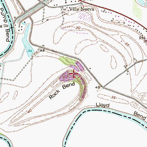 Topographic Map of Rock Bend, TX