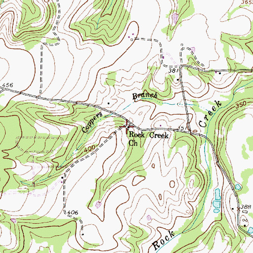 Topographic Map of Rock Creek Church, TX