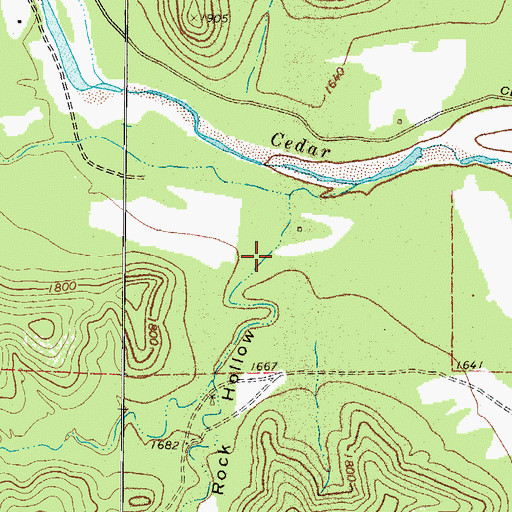 Topographic Map of Rock Hollow, TX