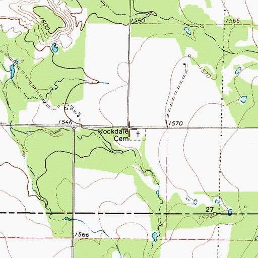Topographic Map of Rockdale Cemetery, TX