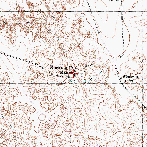 Topographic Map of Rocking D Ranch, TX