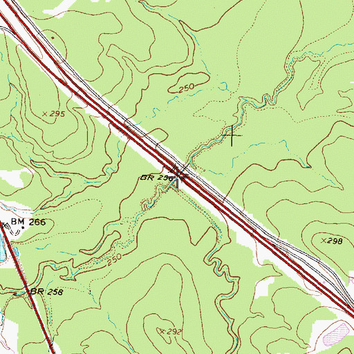 Topographic Map of Rocky Branch, TX