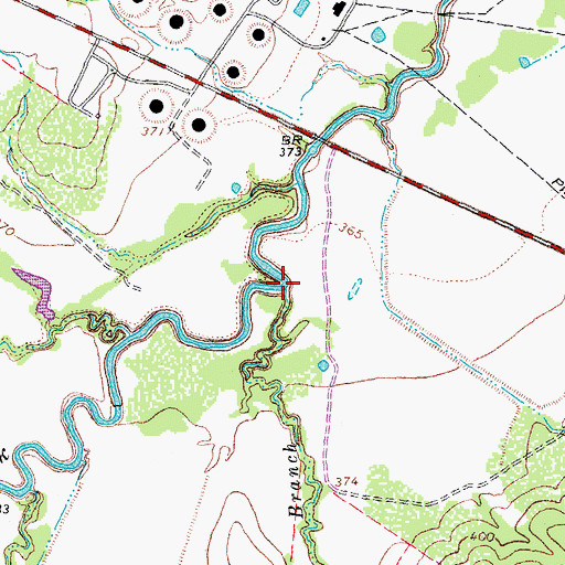 Topographic Map of Rocky Branch, TX
