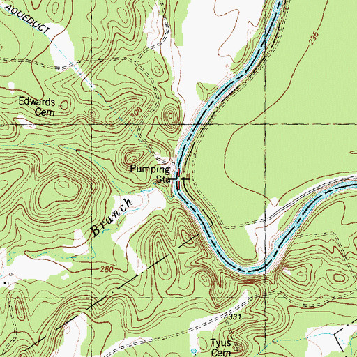 Topographic Map of Rocky Branch, TX