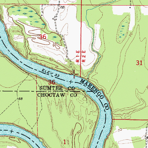 Topographic Map of Bryant Burns Landing, AL