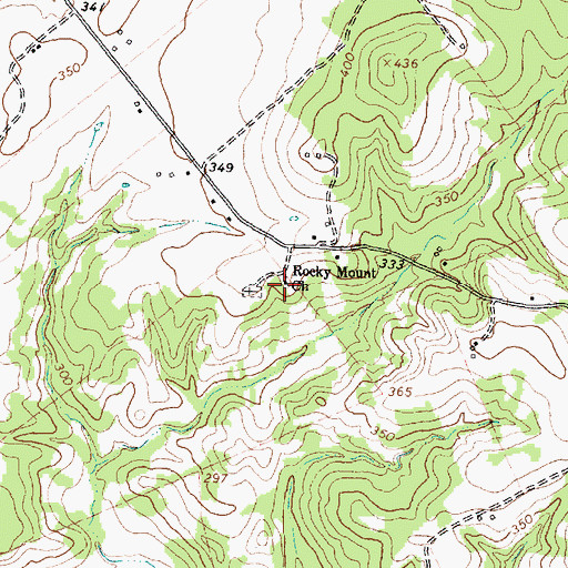 Topographic Map of Rocky Mount Church, TX