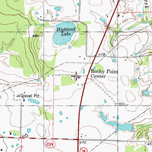 Topographic Map of Rocky Point Cemetery, TX