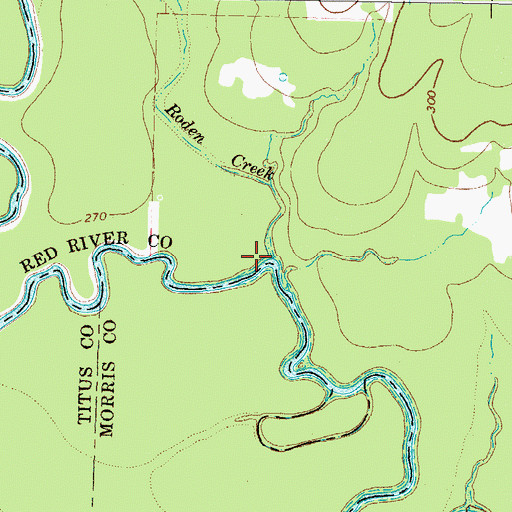 Topographic Map of Roden Creek, TX
