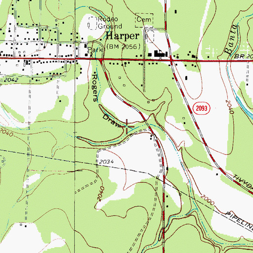Topographic Map of Rogers Draw, TX