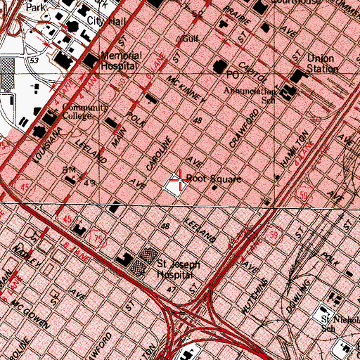 Topographic Map of Root Square, TX