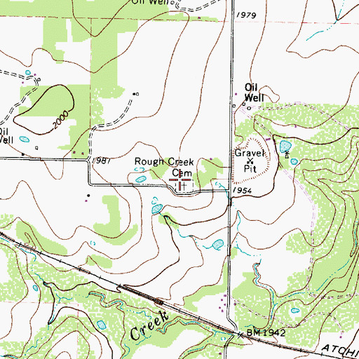 Topographic Map of Rough Creek Cemetery, TX