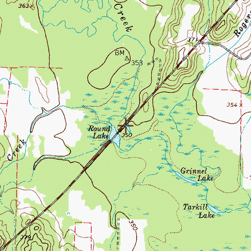 Topographic Map of Round Lake, TX