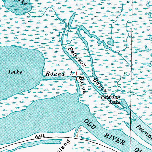 Topographic Map of Round Lake Bayou, TX