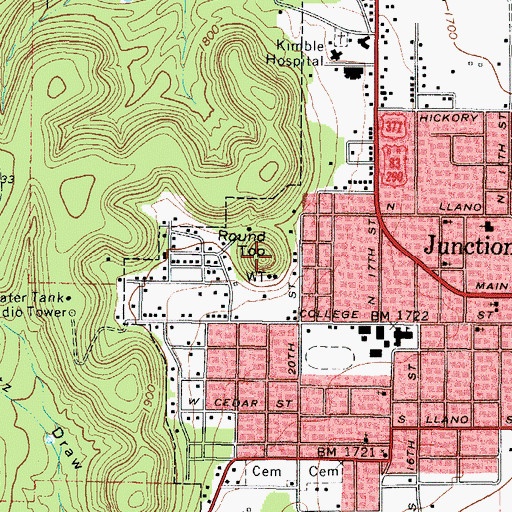 Topographic Map of Round Top, TX