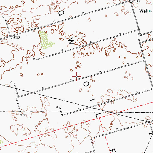 Topographic Map of Running W Oil Field, TX