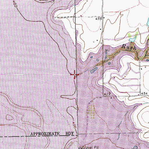 Topographic Map of Rush Creek, TX