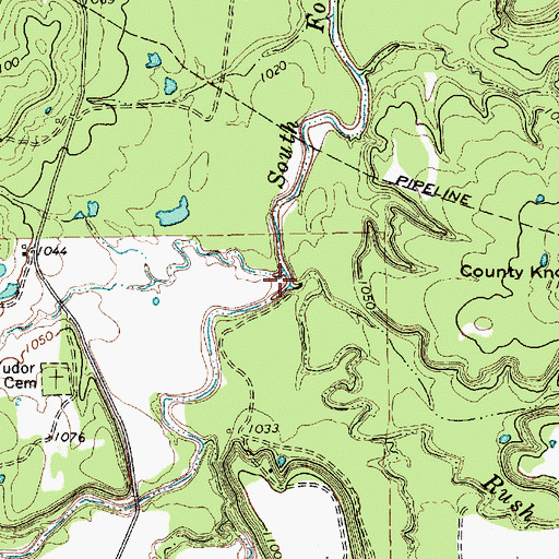 Topographic Map of Rush Creek, TX